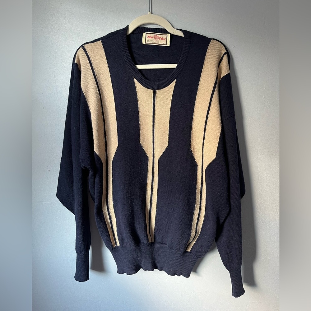 Alan Paine Men's Black and Tan Sweater